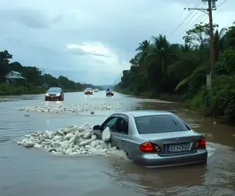 carro cai em córrego