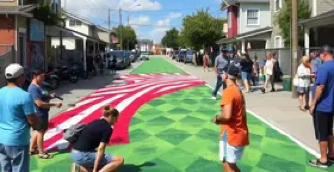 Rua de Americana ganha pintura para a Copa